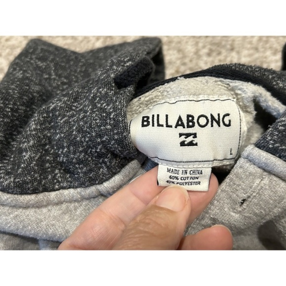 VNTG Billabong Hoodie L Y2K Skater Surf Grunge Pull Over Gray Sweatshirt Gray
